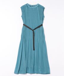 グリッターシフォン消しプリーツロングワンピース