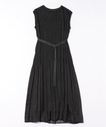 グリッターシフォン消しプリーツロングワンピース