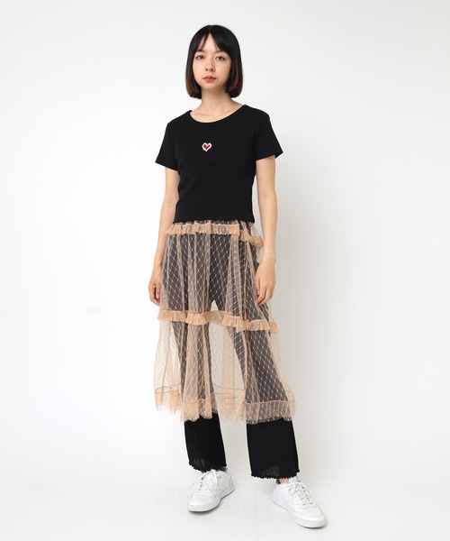 RNA（アールエヌエー）の「M2241 ＦＩＲＥ　ＨＥＡＲＴフライスミニＴ（Tシャツ/カットソー・レディース・レオパード/ゼブラ/ブラック・MEDIUM）」の5枚目の写真