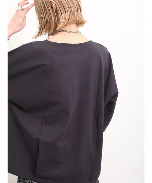 Samansa Mos2 blue(サマンサモスモスブルー)の「【シルキーコットン】ドルマンスリーブプルオーバー(Tシャツ/カットソー・レディース・オフホワイト/ブルー/チャコールグレー・F)」の14枚目の写真