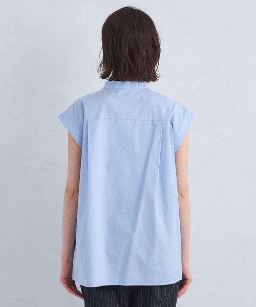 green label relaxing（グリーンレーベルリラクシング）の「フロント フリル フレンチスリーブ ブラウス 2（シャツ/ブラウス・レディース・ネイビー/ホワイト/ライトブルー・FREE）」の11枚目の写真