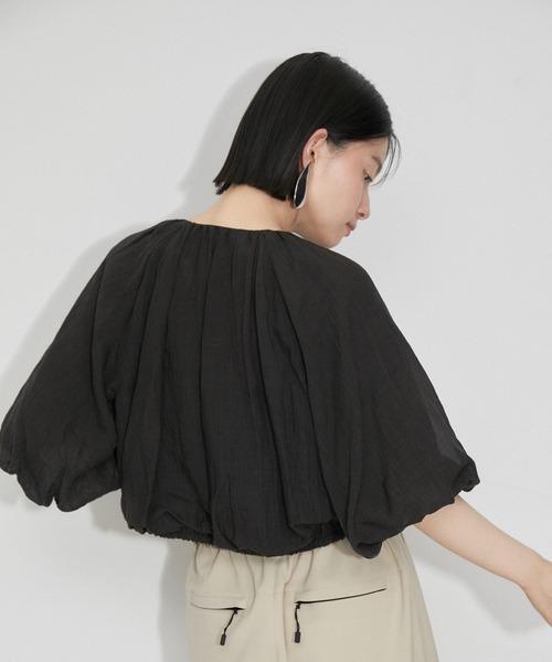 超美品　アダムエロペ　ブラック　半袖シャツ　バルーンスリーブ 超美品 アダムエロペ ブラック 半袖シャツ バルーンスリーブ