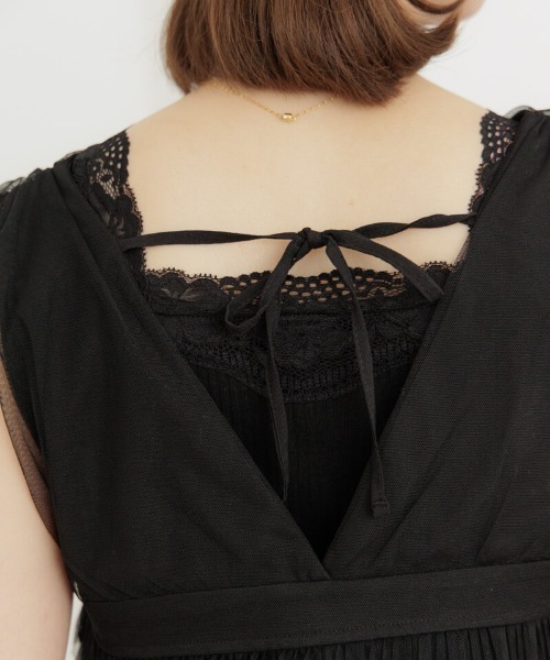 flower(フラワー)の「プリーツチュールビスチェ(キャミソール・レディース・ブラック/ライトベージュ・FREE)」の8枚目の写真