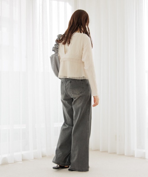 flower(フラワー)の「プリーツチュールビスチェ(キャミソール・レディース・ブラック/ライトベージュ・FREE)」の13枚目の写真