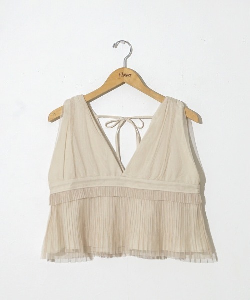 flower(フラワー)の「プリーツチュールビスチェ(キャミソール・レディース・ブラック/ライトベージュ・FREE)」の14枚目の写真