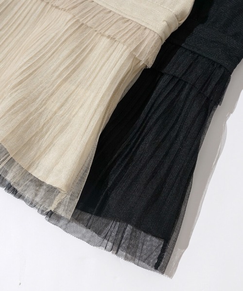 flower(フラワー)の「プリーツチュールビスチェ(キャミソール・レディース・ブラック/ライトベージュ・FREE)」の17枚目の写真