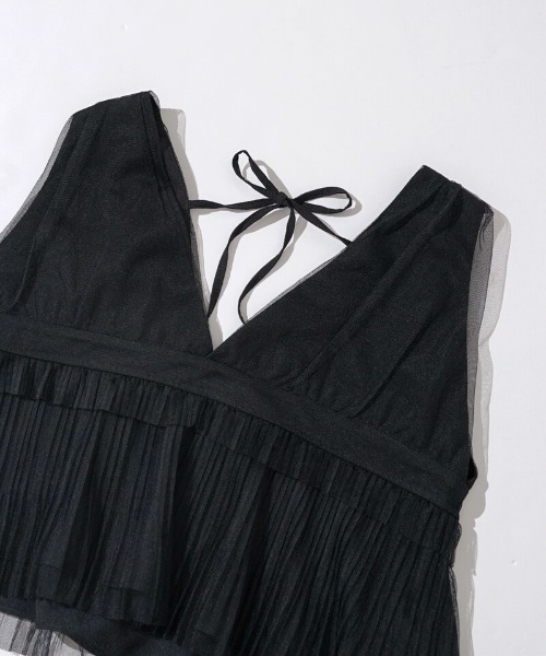 flower(フラワー)の「プリーツチュールビスチェ(キャミソール・レディース・ブラック/ライトベージュ・FREE)」の20枚目の写真