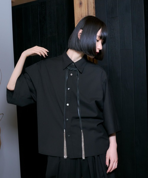 HARE（ハレ）の「【SET UP対応】YOSEショートプリーツシャツ(HARE)（シャツ/ブラウス・メンズ・ブラック/グレー・SMALL/MEDIUM）」の8枚目の写真