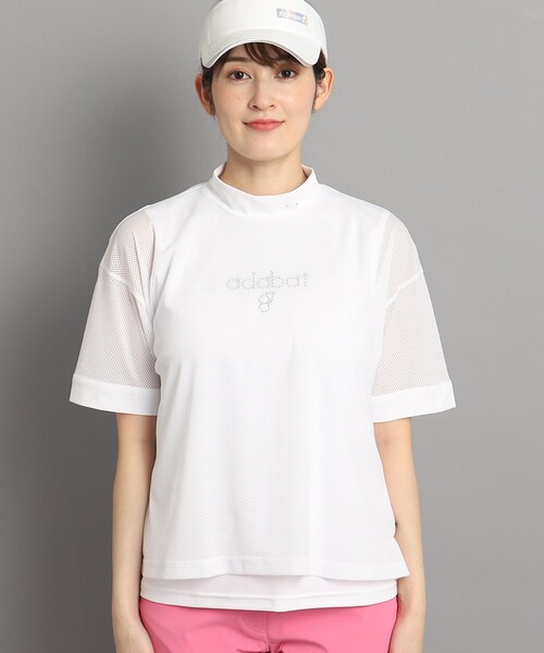 adabat（アダバット）の「◆レイヤード風 半袖モックネックプルオーバー（Tシャツ/カットソー・レディース・ブラック/ホワイト・42/40/38/36）」の5枚目の写真