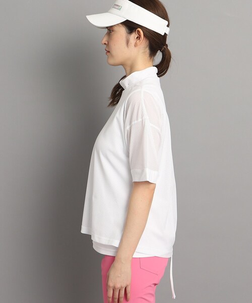 adabat（アダバット）の「◆レイヤード風 半袖モックネックプルオーバー（Tシャツ/カットソー・レディース・ブラック/ホワイト・42/40/38/36）」の6枚目の写真