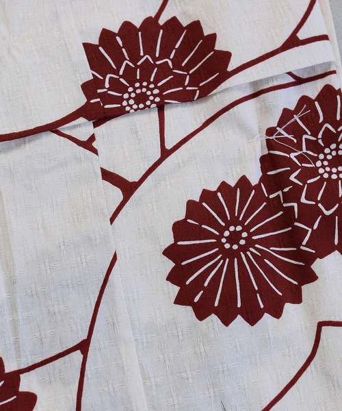 utatane（ウタタネ）の「キッズ浴衣3点セット ニコアンティーク えんじの扇面と菊（浴衣・キッズ・レッド・100cm/110cm/130cm/120cm）」の8枚目の写真