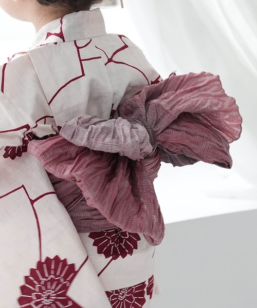 utatane（ウタタネ）の「キッズ浴衣3点セット ニコアンティーク えんじの扇面と菊（浴衣・キッズ・レッド・100cm/110cm/130cm/120cm）」の9枚目の写真