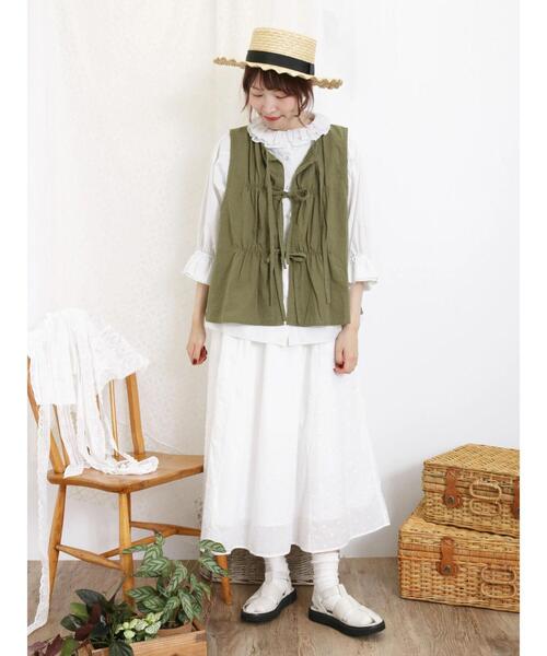 Samansa Mos2（サマンサ モスモス）の「ドビーパッチワークスカート（スカート・レディース・キナリ/オフホワイト/ブラック・F）」の14枚目の写真