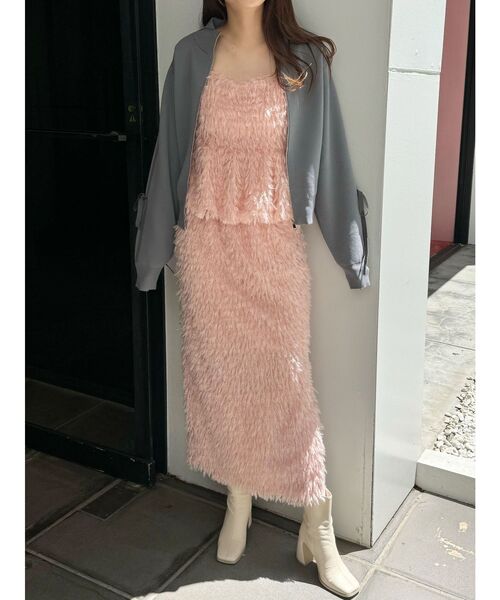 CALNAMUR（カルナムール）の「フェザーライクタイトスカート（スカート・レディース・ピンク/ブラック/アイボリー・FREE）」の6枚目の写真