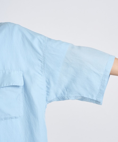 nanamica（ナナミカ）の「【nanamica / ナナミカ】 Open Collar S/S Shirt/オープンカラーキュプラヘンプショートスリーブシャツ（Tシャツ/カットソー・メンズ・サックスブルー/ダークネイビー・M/L/XL）」の10枚目の写真