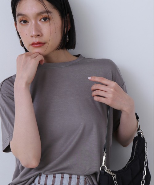 N.(N. Natural Beauty Basic)(エヌエヌナチュラルビューティーベーシック)の「◆シアー半袖Tシャツ(Tシャツ/カットソー・レディース・ホワイト/チャコールグレー/オレンジ・MEDIUM)」の2枚目の写真