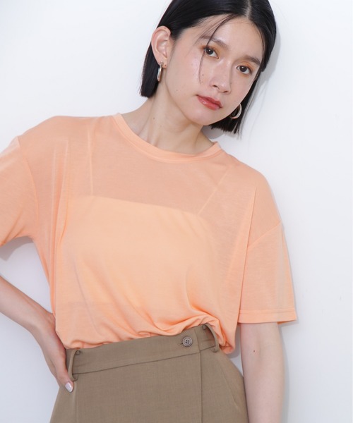 N.(N. Natural Beauty Basic)(エヌエヌナチュラルビューティーベーシック)の「◆シアー半袖Tシャツ(Tシャツ/カットソー・レディース・ホワイト/チャコールグレー/オレンジ・MEDIUM)」の3枚目の写真
