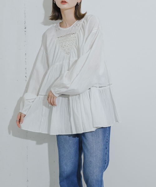 SENSE OF PLACE by URBAN RESEARCH（センスオブプレイスバイアーバンリサーチ）の「インドレースティアードチュニック（チュニック・レディース・ブルー/オフホワイト/ブラック・ONE）」の8枚目の写真