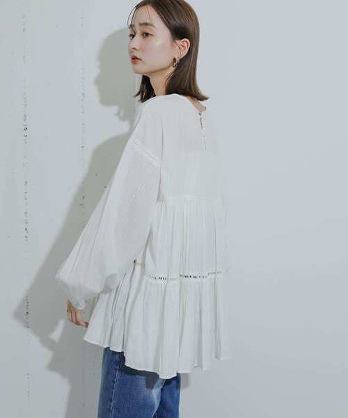 SENSE OF PLACE by URBAN RESEARCH（センスオブプレイスバイアーバンリサーチ）の「インドレースティアードチュニック（チュニック・レディース・ブルー/オフホワイト/ブラック・ONE）」の4枚目の写真