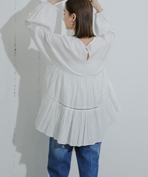 SENSE OF PLACE by URBAN RESEARCH（センスオブプレイスバイアーバンリサーチ）の「インドレースティアードチュニック（チュニック・レディース・ブルー/オフホワイト/ブラック・ONE）」の5枚目の写真