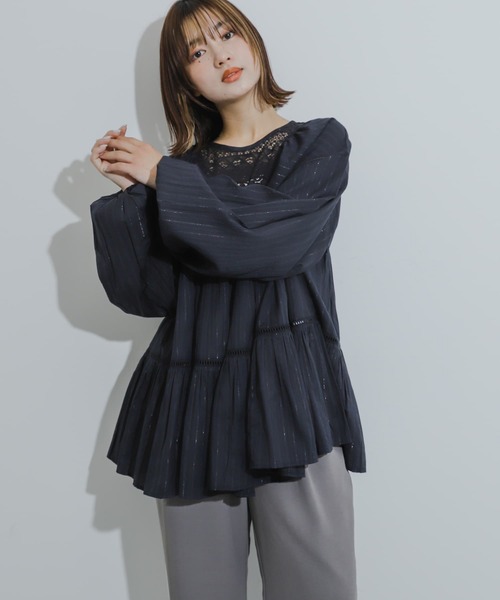 SENSE OF PLACE by URBAN RESEARCH（センスオブプレイスバイアーバンリサーチ）の「インドレースティアードチュニック（チュニック・レディース・ブルー/オフホワイト/ブラック・ONE）」の11枚目の写真