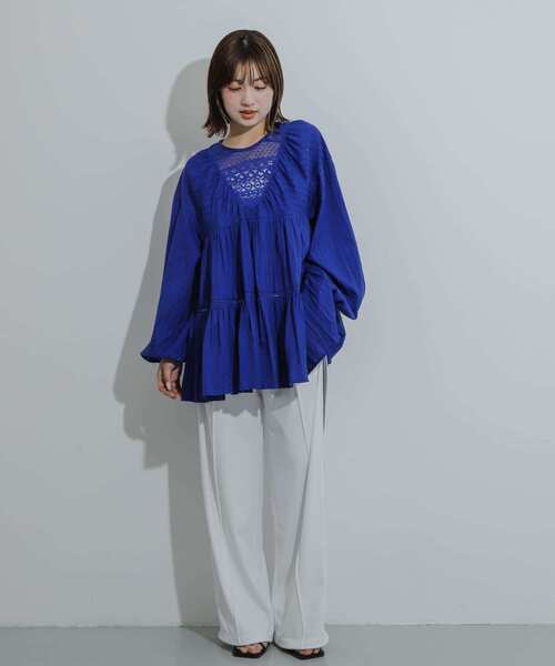 SENSE OF PLACE by URBAN RESEARCH（センスオブプレイスバイアーバンリサーチ）の「インドレースティアードチュニック（チュニック・レディース・ブルー/オフホワイト/ブラック・ONE）」の15枚目の写真