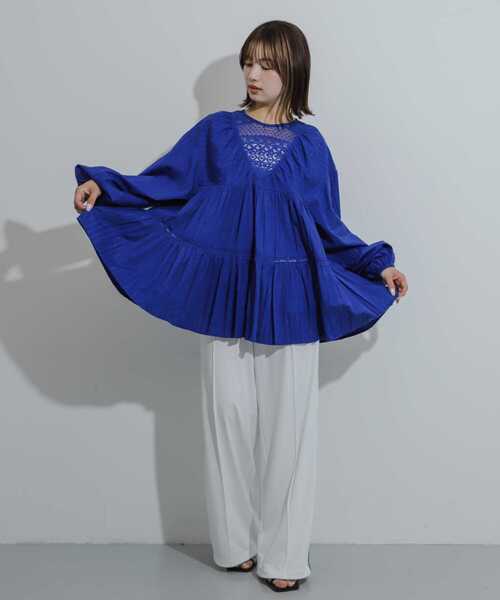 SENSE OF PLACE by URBAN RESEARCH（センスオブプレイスバイアーバンリサーチ）の「インドレースティアードチュニック（チュニック・レディース・ブルー/オフホワイト/ブラック・ONE）」の16枚目の写真