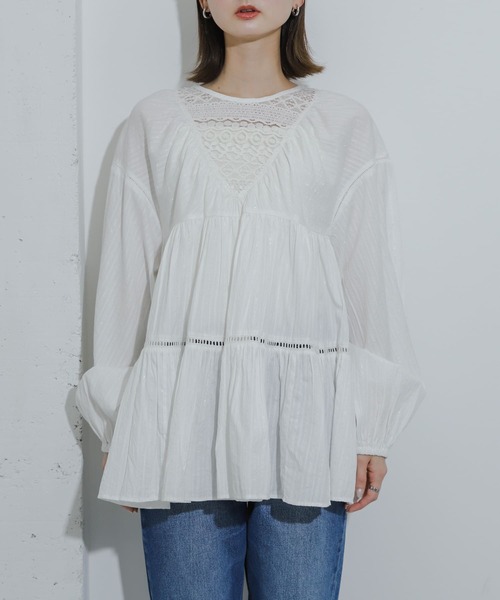 SENSE OF PLACE by URBAN RESEARCH（センスオブプレイスバイアーバンリサーチ）の「インドレースティアードチュニック（チュニック・レディース・ブルー/オフホワイト/ブラック・ONE）」の18枚目の写真