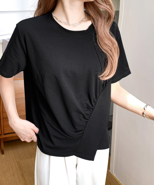 BANNER SELECT(バナーセレクト)の「サイドスリットアシメカットソー(Tシャツ/カットソー・レディース・ホワイト/ブラック・FREE)」の2枚目の写真