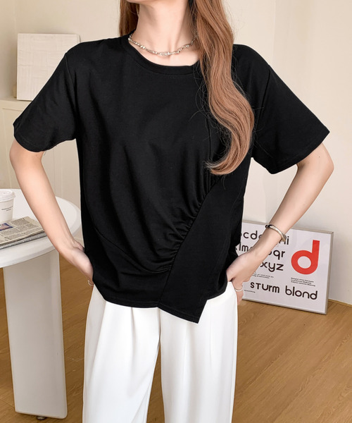 BANNER SELECT(バナーセレクト)の「サイドスリットアシメカットソー(Tシャツ/カットソー・レディース・ホワイト/ブラック・FREE)」の5枚目の写真