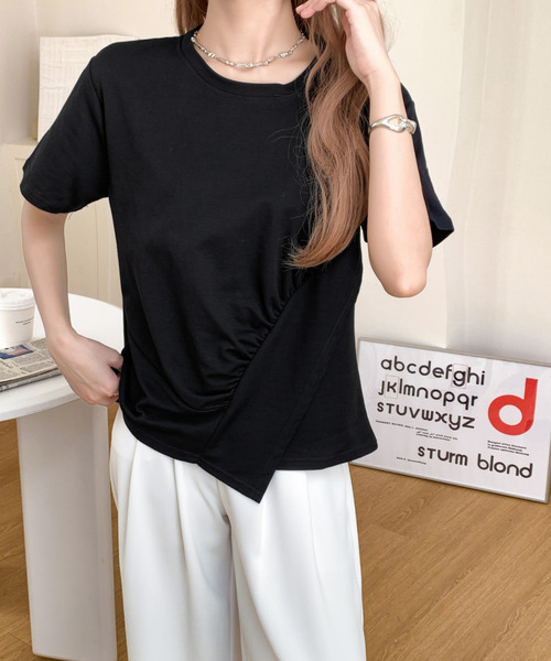BANNER SELECT(バナーセレクト)の「サイドスリットアシメカットソー(Tシャツ/カットソー・レディース・ホワイト/ブラック・FREE)」の6枚目の写真