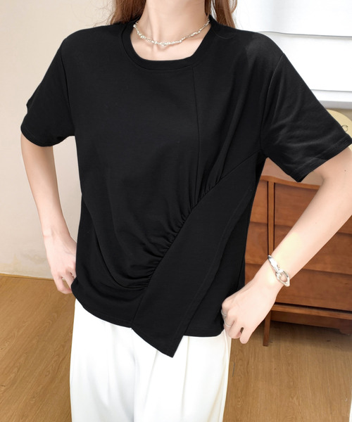 BANNER SELECT(バナーセレクト)の「サイドスリットアシメカットソー(Tシャツ/カットソー・レディース・ホワイト/ブラック・FREE)」の10枚目の写真