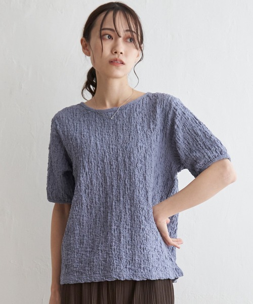 ikka(イッカ)の「フクレ半袖プルオーバー(Tシャツ/カットソー・レディース・ブラック/ライトベージュ/ブルー・M/L/S)」の10枚目の写真
