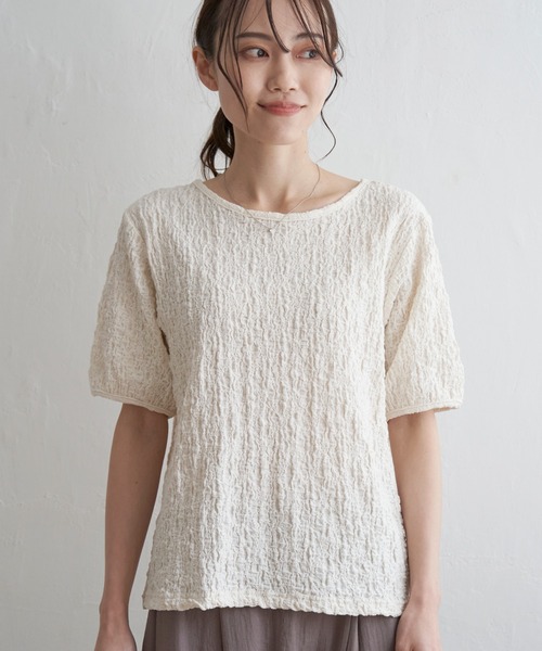 ikka(イッカ)の「フクレ半袖プルオーバー(Tシャツ/カットソー・レディース・ブラック/ライトベージュ/ブルー・M/L/S)」の13枚目の写真