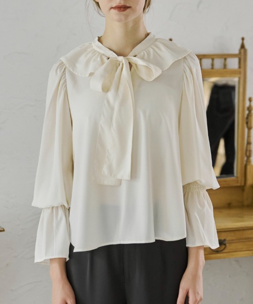 bowtie ribbon frill blouse/ボウタイリボンフリルブラウス（シャツ/ブラウス）｜idem（イデム）