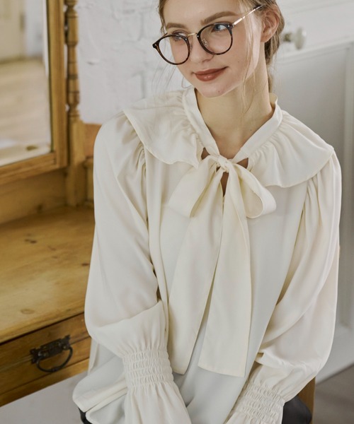 bowtie ribbon frill blouse/ボウタイリボンフリルブラウス（シャツ/ブラウス）｜idem（イデム）