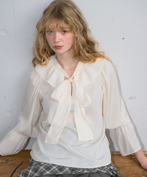 bowtie ribbon frill blouse/ボウタイリボンフリルブラウス（シャツ/ブラウス）｜idem（イデム）