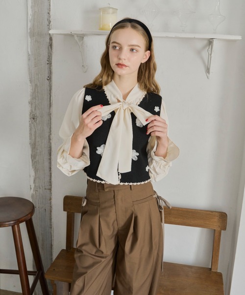 bowtie ribbon frill blouse/ボウタイリボンフリルブラウス（シャツ/ブラウス）｜idem（イデム）