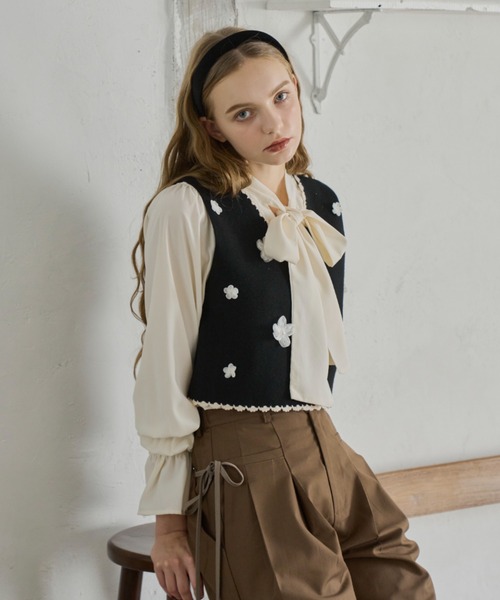 bowtie ribbon frill blouse/ボウタイリボンフリルブラウス（シャツ/ブラウス）｜idem（イデム）