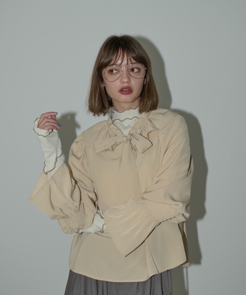 bowtie ribbon frill blouse/ボウタイリボンフリルブラウス（シャツ/ブラウス）｜idem（イデム）