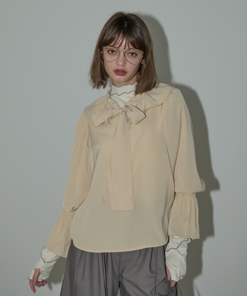 bowtie ribbon frill blouse/ボウタイリボンフリルブラウス（シャツ/ブラウス）｜idem（イデム）