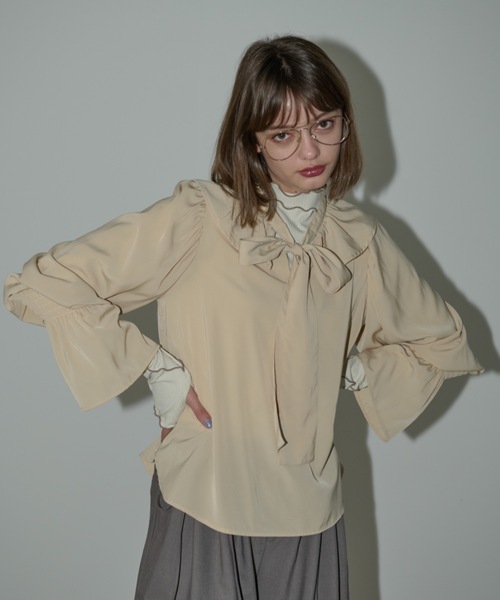 bowtie ribbon frill blouse/ボウタイリボンフリルブラウス（シャツ/ブラウス）｜idem（イデム）
