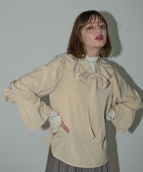 bowtie ribbon frill blouse/ボウタイリボンフリルブラウス（シャツ/ブラウス）｜idem（イデム）