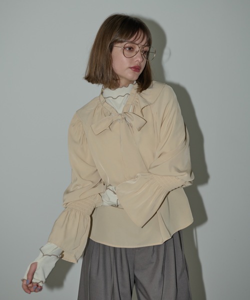 bowtie ribbon frill blouse/ボウタイリボンフリルブラウス（シャツ/ブラウス）｜idem（イデム）