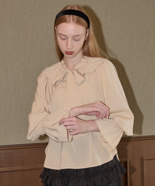idem（イデム）の「bowtie ribbon frill blouse/ボウタイリボンフリルブラウス（シャツ/ブラウス・レディース・アイボリー/クリーム/ネイビー・FREE）」の11枚目の写真