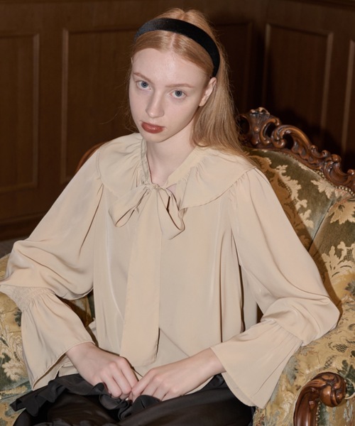 bowtie ribbon frill blouse/ボウタイリボンフリルブラウス（シャツ
