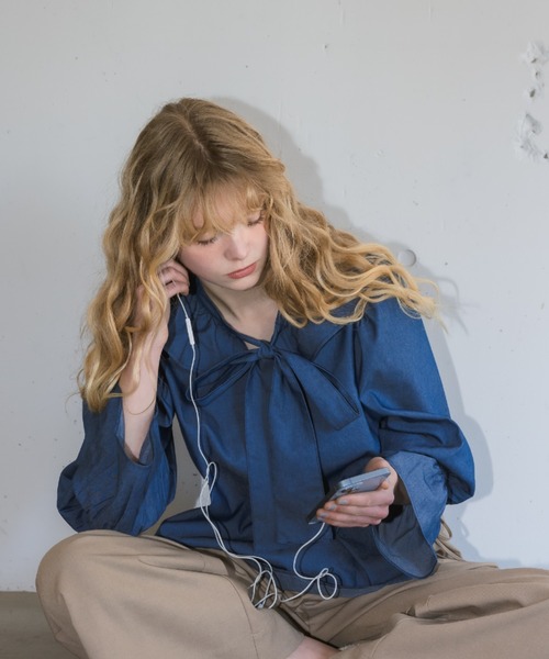 bowtie ribbon frill blouse/ボウタイリボンフリルブラウス（シャツ/ブラウス）｜idem（イデム）