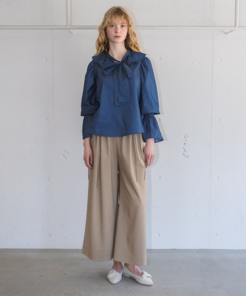 idem（イデム）の「bowtie ribbon frill blouse/ボウタイリボンフリルブラウス（シャツ/ブラウス・レディース・アイボリー/クリーム/ネイビー・FREE）」の22枚目の写真