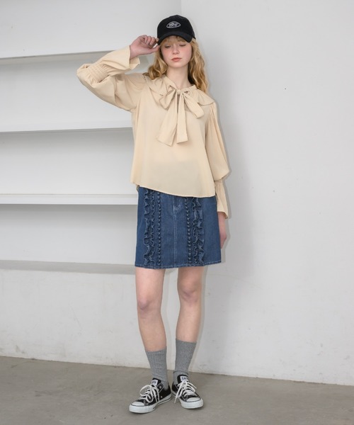 bowtie ribbon frill blouse/ボウタイリボンフリルブラウス（シャツ/ブラウス）｜idem（イデム）