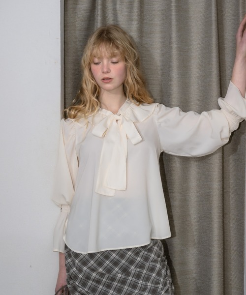 bowtie ribbon frill blouse/ボウタイリボンフリルブラウス（シャツ/ブラウス）｜idem（イデム）